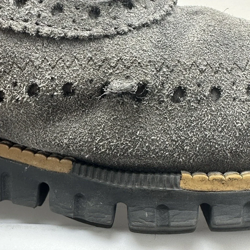 Cole Haan ZeroGrand‎ Wingtip Oxford Shoes Men Size 11M Gray Suede